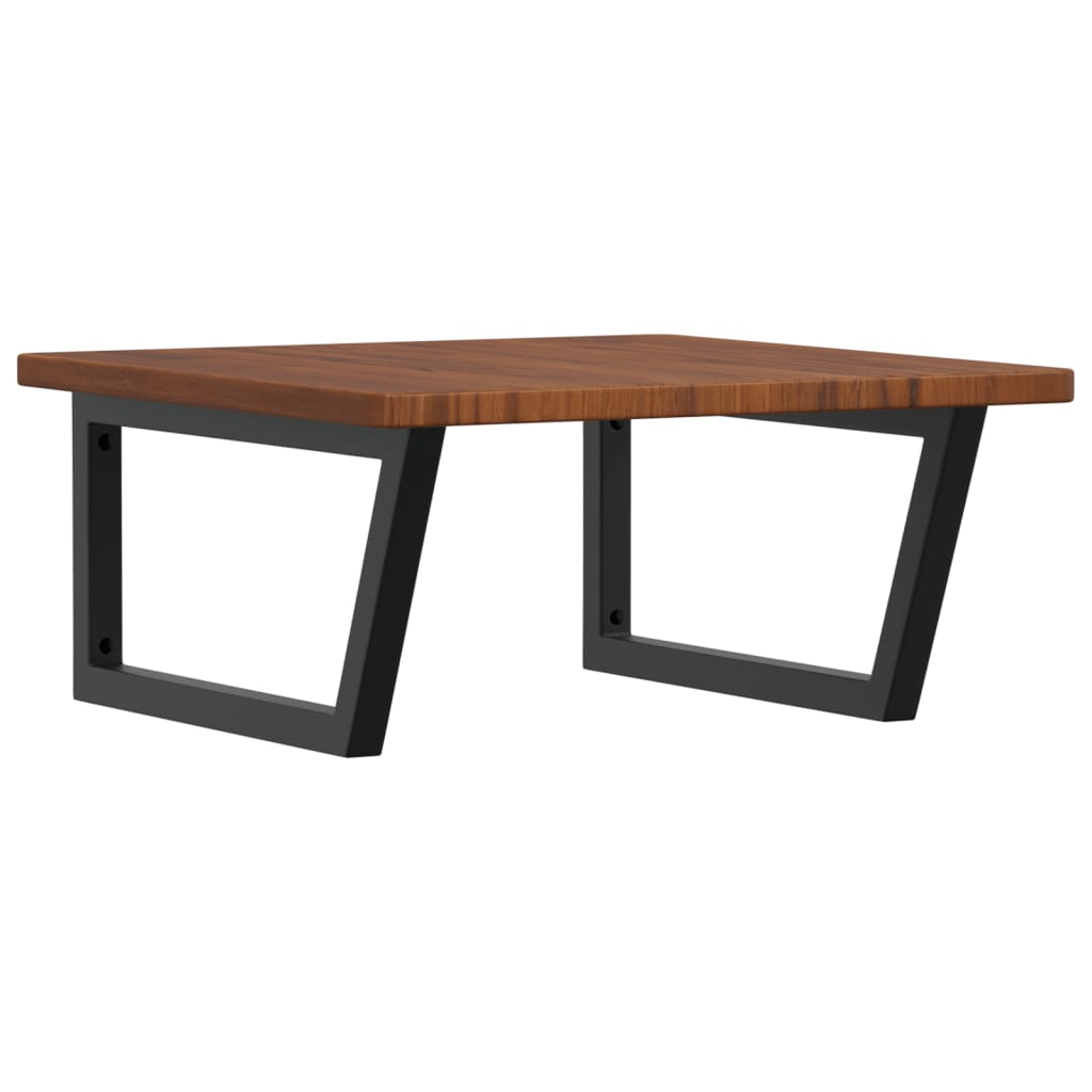 Zidna polica za umivaonik od čelika i masivne hrastovine Smeđa 60 x 60 x 2.5 cm