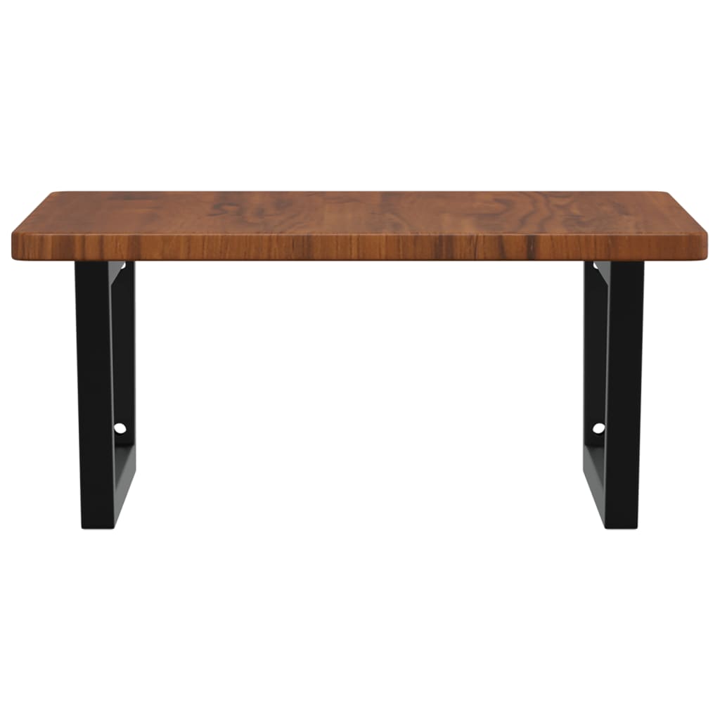 Zidna polica za umivaonik od čelika i masivne hrastovine Smeđa 60 x 60 x 2.5 cm