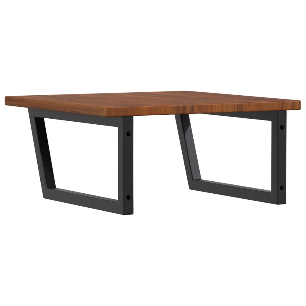 Zidna polica za umivaonik od čelika i masivne hrastovine Smeđa 60 x 60 x 2.5 cm