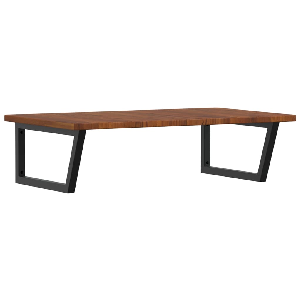 Zidna polica za umivaonik od čelika i masivne hrastovine Smeđa 100 x 60 x 2.5 cm