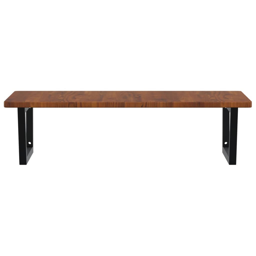 Zidna polica za umivaonik od čelika i masivne hrastovine Smeđa 100 x 60 x 2.5 cm