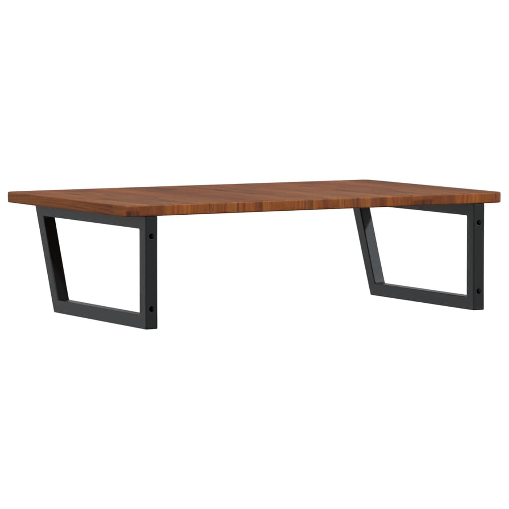 Zidna polica za umivaonik od čelika i masivne hrastovine Smeđa 100 x 60 x 2.5 cm