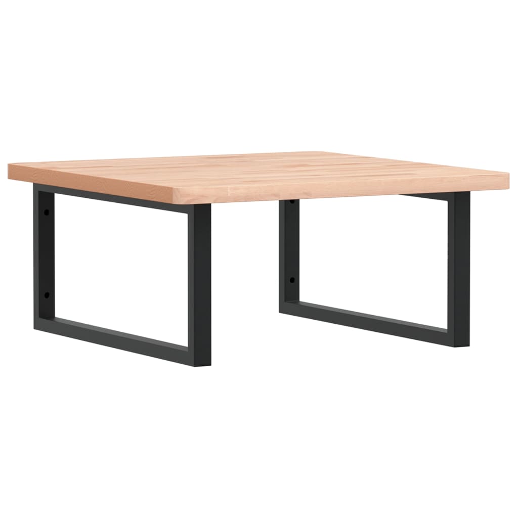 Zidna polica za umivaonik od čelika i masivne bukovine Smeđa 60 x 60 x 2.5 cm