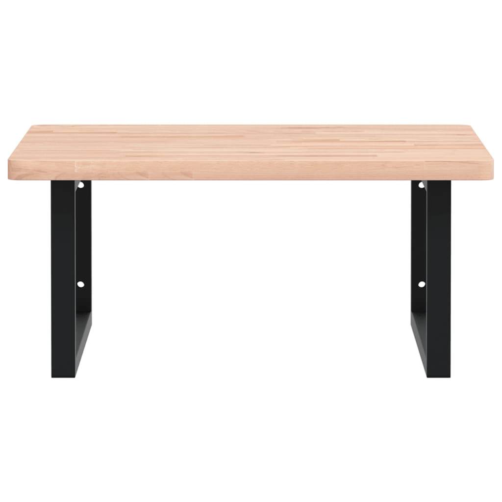 Zidna polica za umivaonik od čelika i masivne bukovine Smeđa 60 x 60 x 2.5 cm