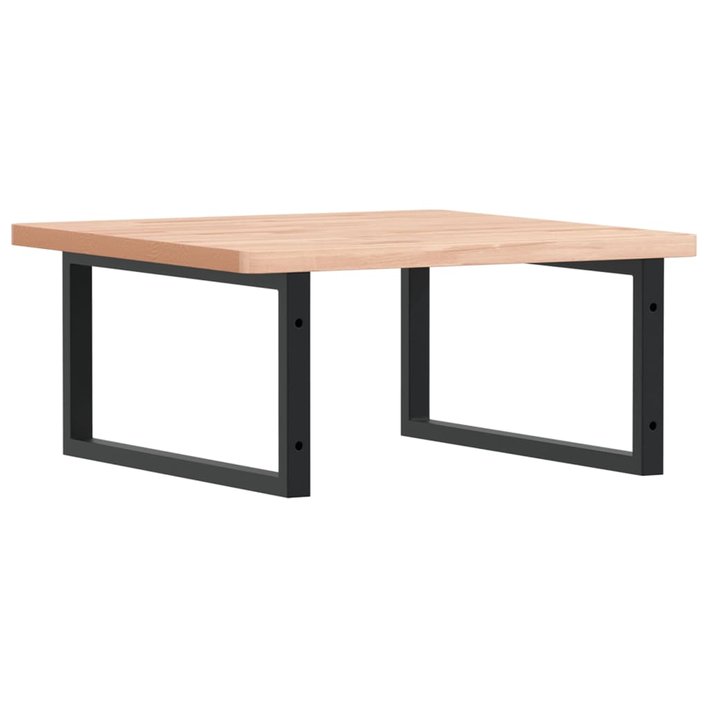 Zidna polica za umivaonik od čelika i masivne bukovine Smeđa 60 x 60 x 2.5 cm