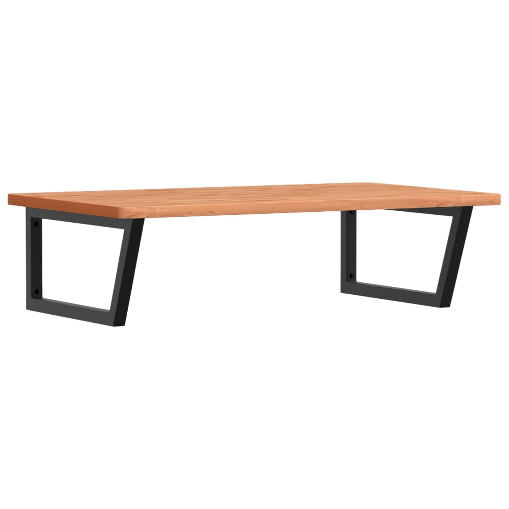 Zidna polica za umivaonik od čelika i masivne bukovine Smeđa 100 x 60 x 2.5 cm