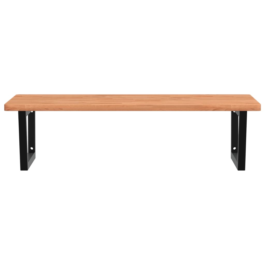 Zidna polica za umivaonik od čelika i masivne bukovine Smeđa 100 x 60 x 2.5 cm