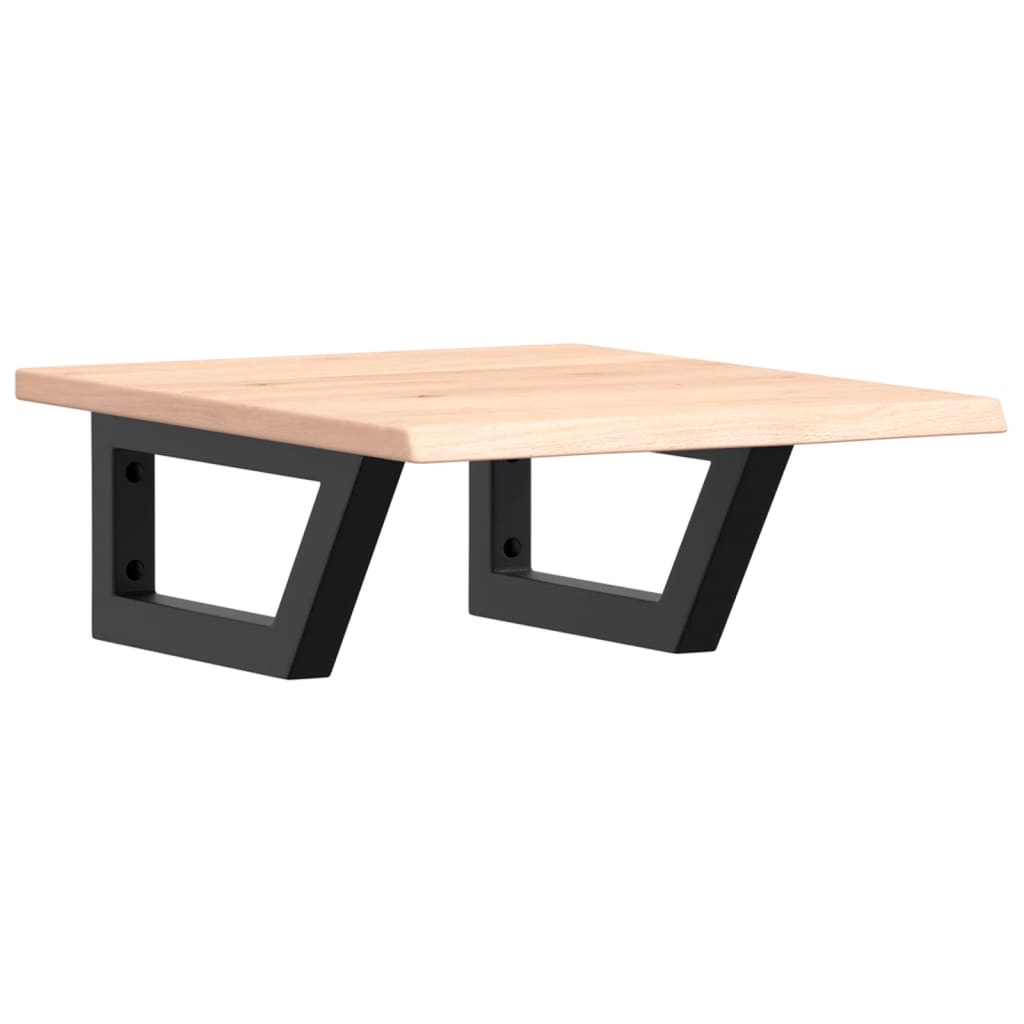 Zidna polica za umivaonik od čelika i masivne hrastovine Smeđa 40 x 50 x 2 cm