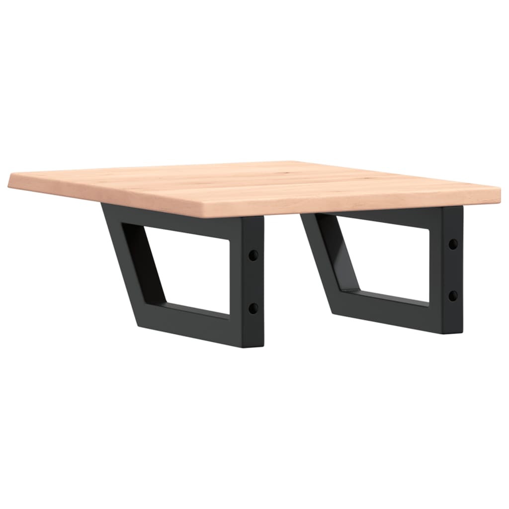 Zidna polica za umivaonik od čelika i masivne hrastovine Smeđa 40 x 50 x 2 cm