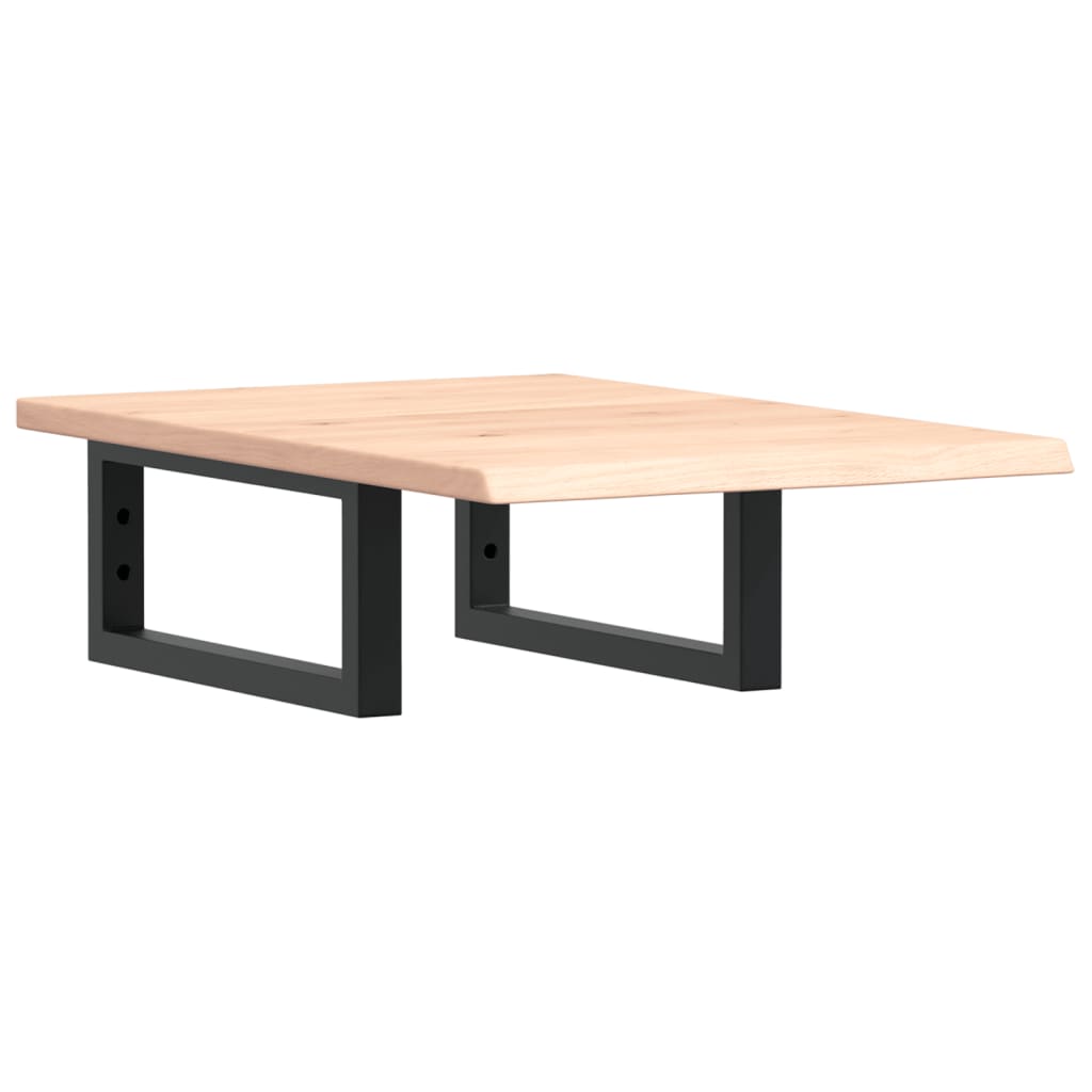 Zidna polica za umivaonik od čelika i masivne hrastovine Smeđa 40 x 60 x 2 cm