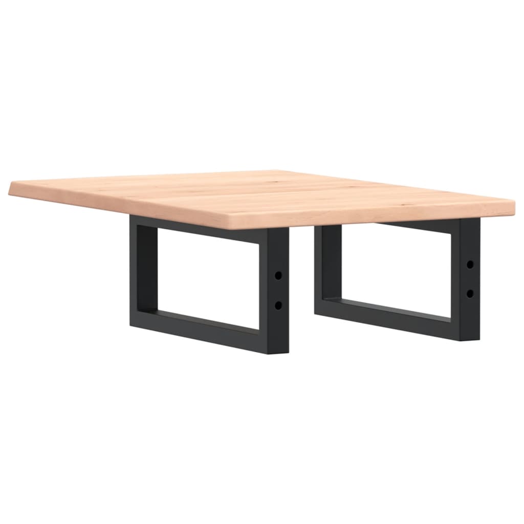 Zidna polica za umivaonik od čelika i masivne hrastovine Smeđa 40 x 60 x 2 cm