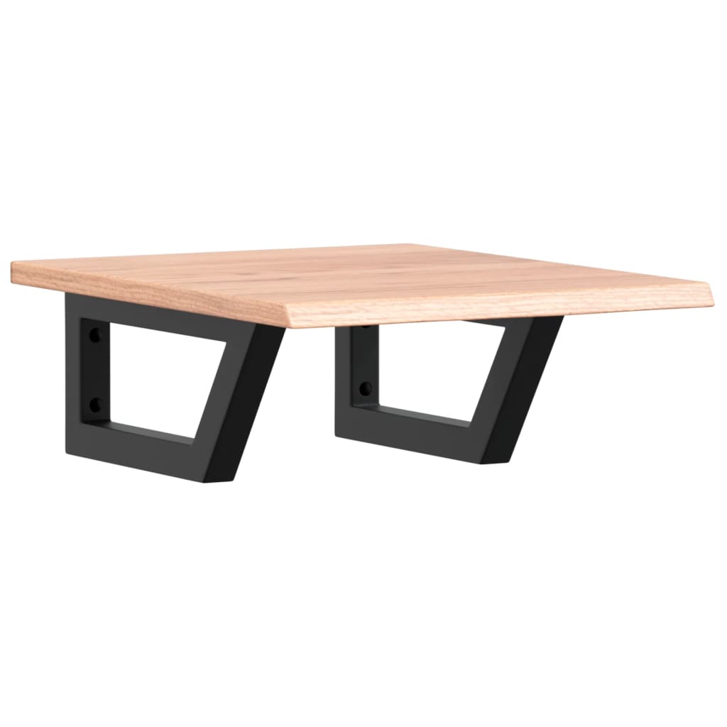 Zidna polica za umivaonik od čelika i masivne hrastovine Smeđa 40 x 50 x 2 cm