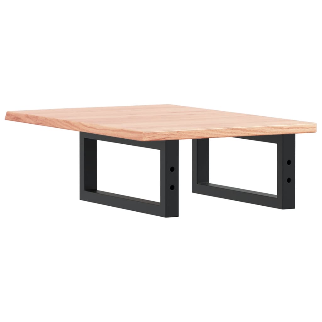 Zidna polica za umivaonik od čelika i masivne hrastovine Smeđa 40 x 50 x 2 cm