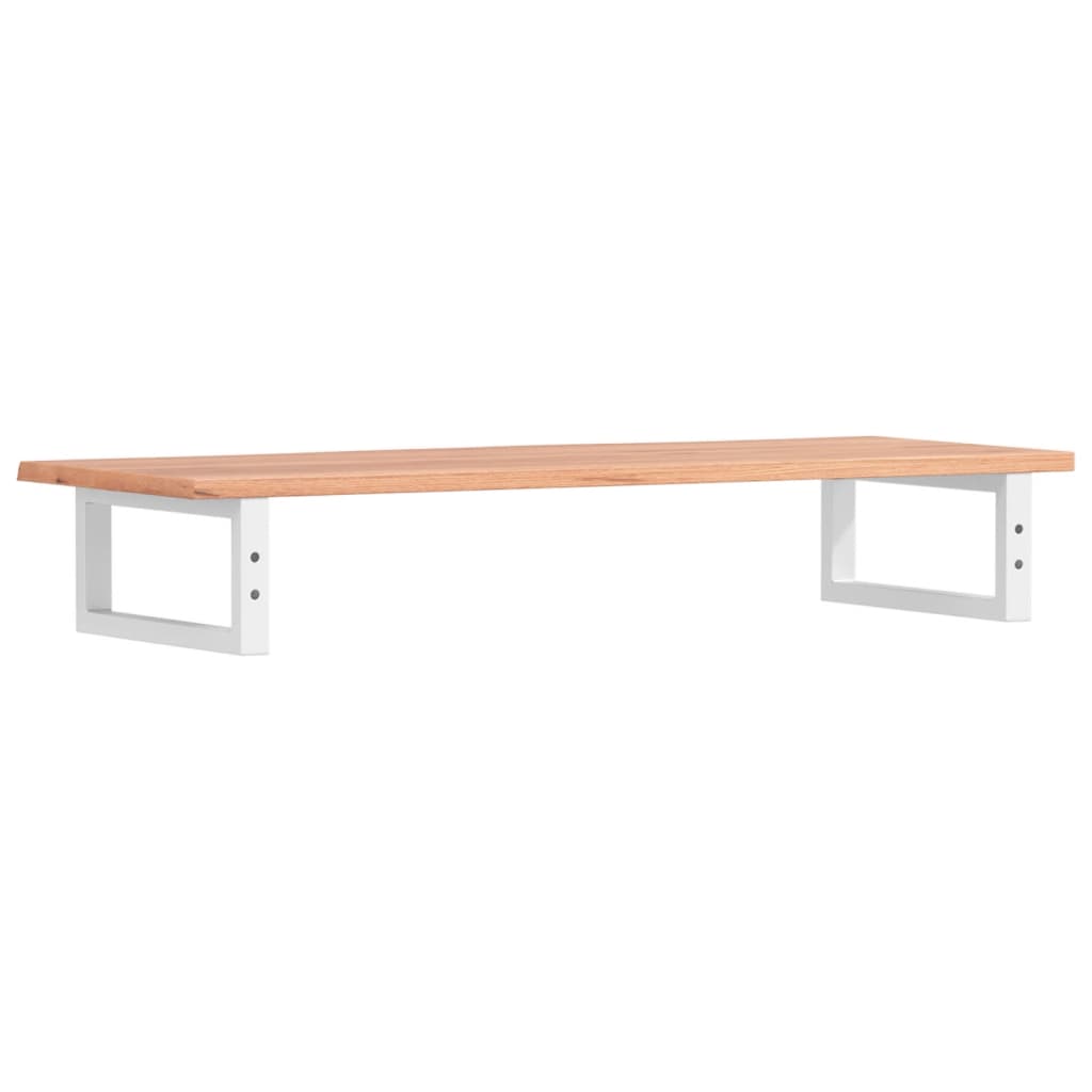 Zidna polica za umivaonik od čelika i masivne hrastovine Smeđa 100 x 40 x 2 cm