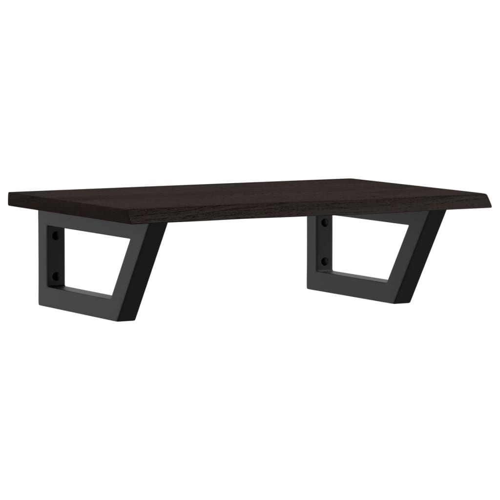Zidna polica za umivaonik od čelika i masivne hrastovine Smeđa 60 x 40 x 2 cm