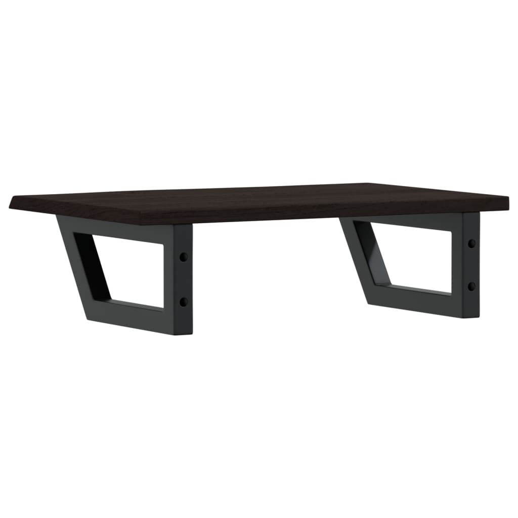 Zidna polica za umivaonik od čelika i masivne hrastovine Smeđa 60 x 40 x 2 cm