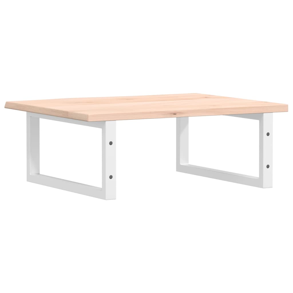 Zidna polica za umivaonik od čelika i masivne hrastovine Smeđa 60 x 50 x 2 cm