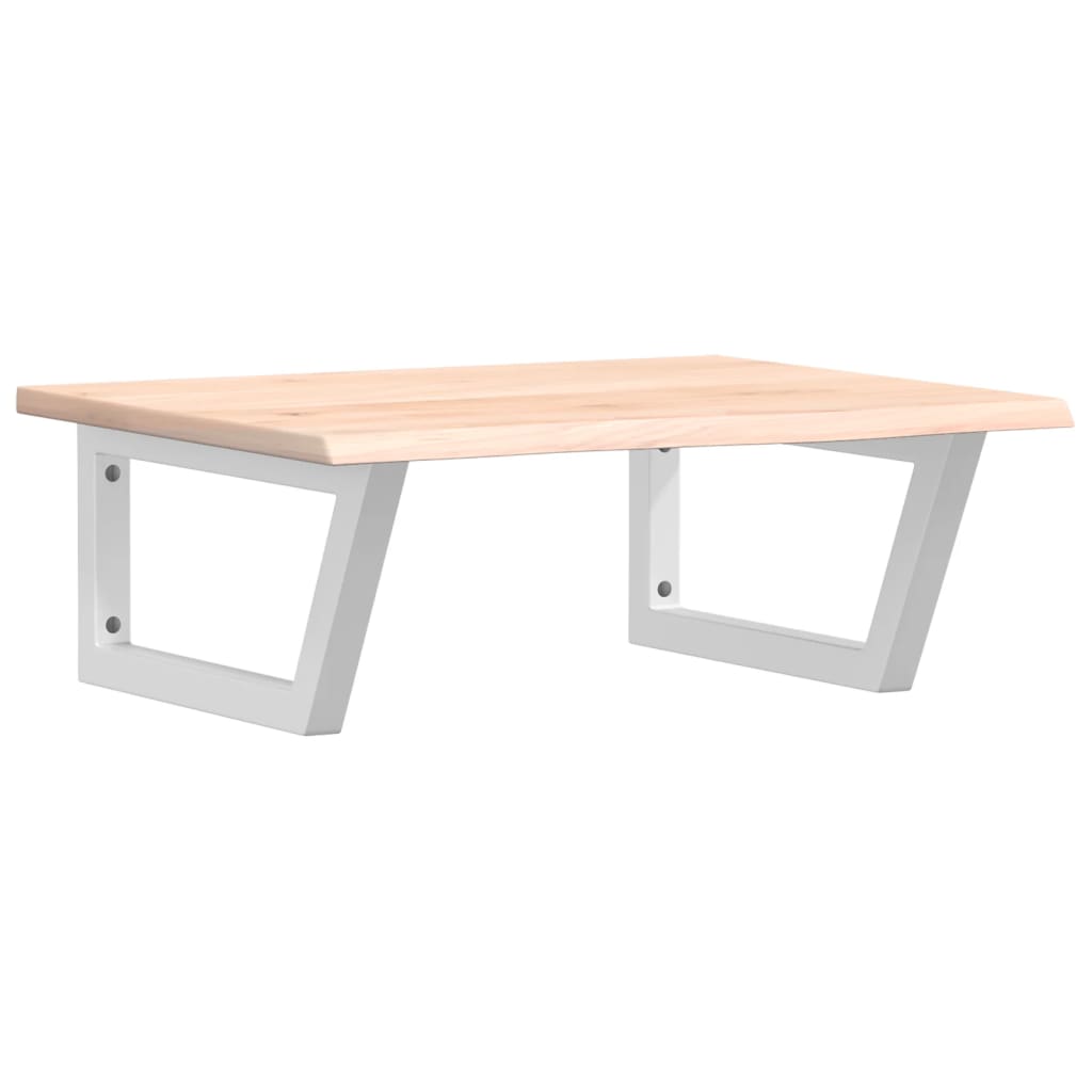 Zidna polica za umivaonik od čelika i masivne hrastovine Smeđa 60 x 50 x 2 cm