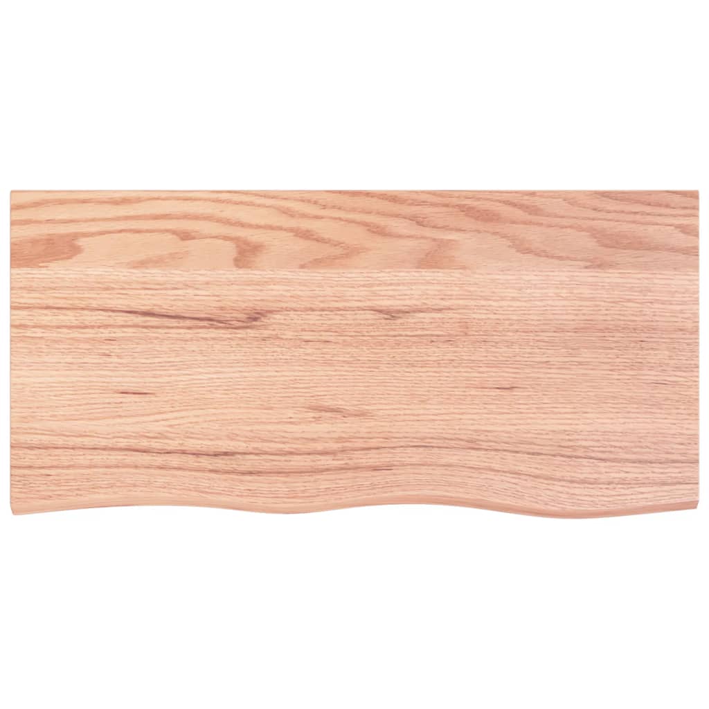 Zidna polica za umivaonik od čelika i masivne hrastovine Smeđa 100 x 50 x 2 cm