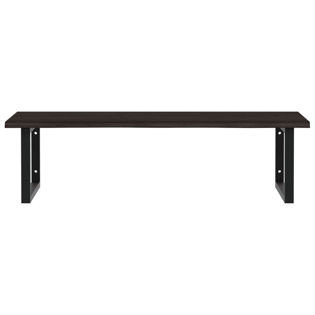 Zidna polica za umivaonik od čelika i masivne hrastovine Smeđa 100 x 60 x 2 cm