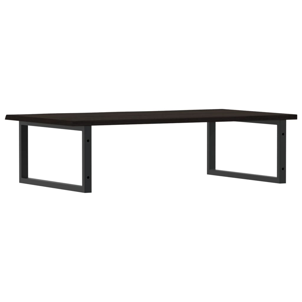 Zidna polica za umivaonik od čelika i masivne hrastovine Smeđa 100 x 60 x 2 cm