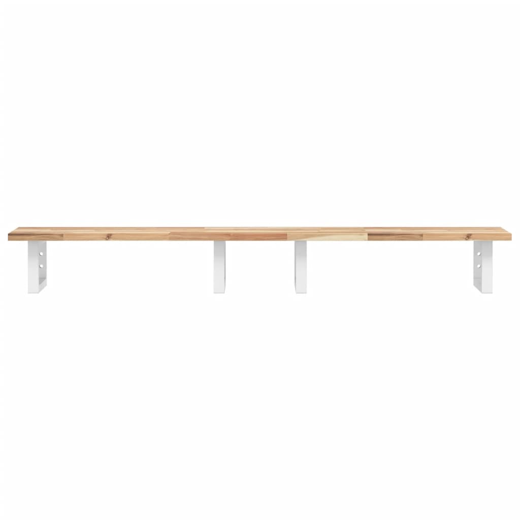 Zidna polica za umivaonik od čelika i masivnog bagremovog drva Smeđa 160 x 40 x 2 cm