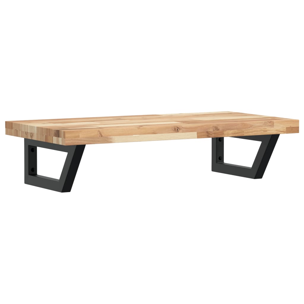 Zidna polica za umivaonik od čelika i masivnog bagremovog drva Smeđa 60 x 40 x 4 cm