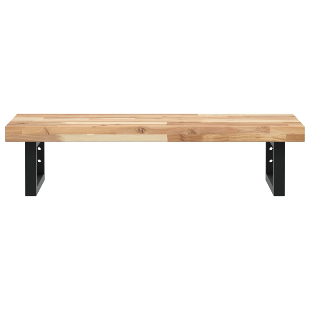 Zidna polica za umivaonik od čelika i masivnog bagremovog drva Smeđa 60 x 40 x 4 cm
