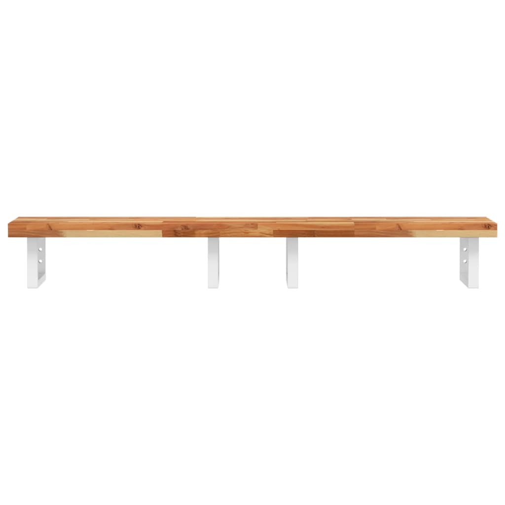 Zidna polica za umivaonik od čelika i masivnog bagremovog drva Smeđa 160 x 40 x 4 cm