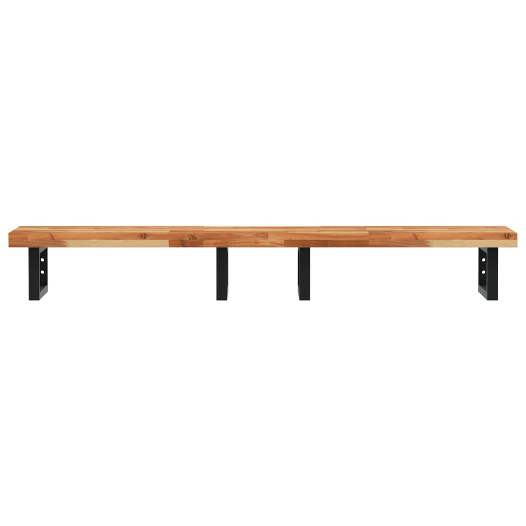 Zidna polica za umivaonik od čelika i masivnog bagremovog drva Smeđa 160 x 40 x 4 cm