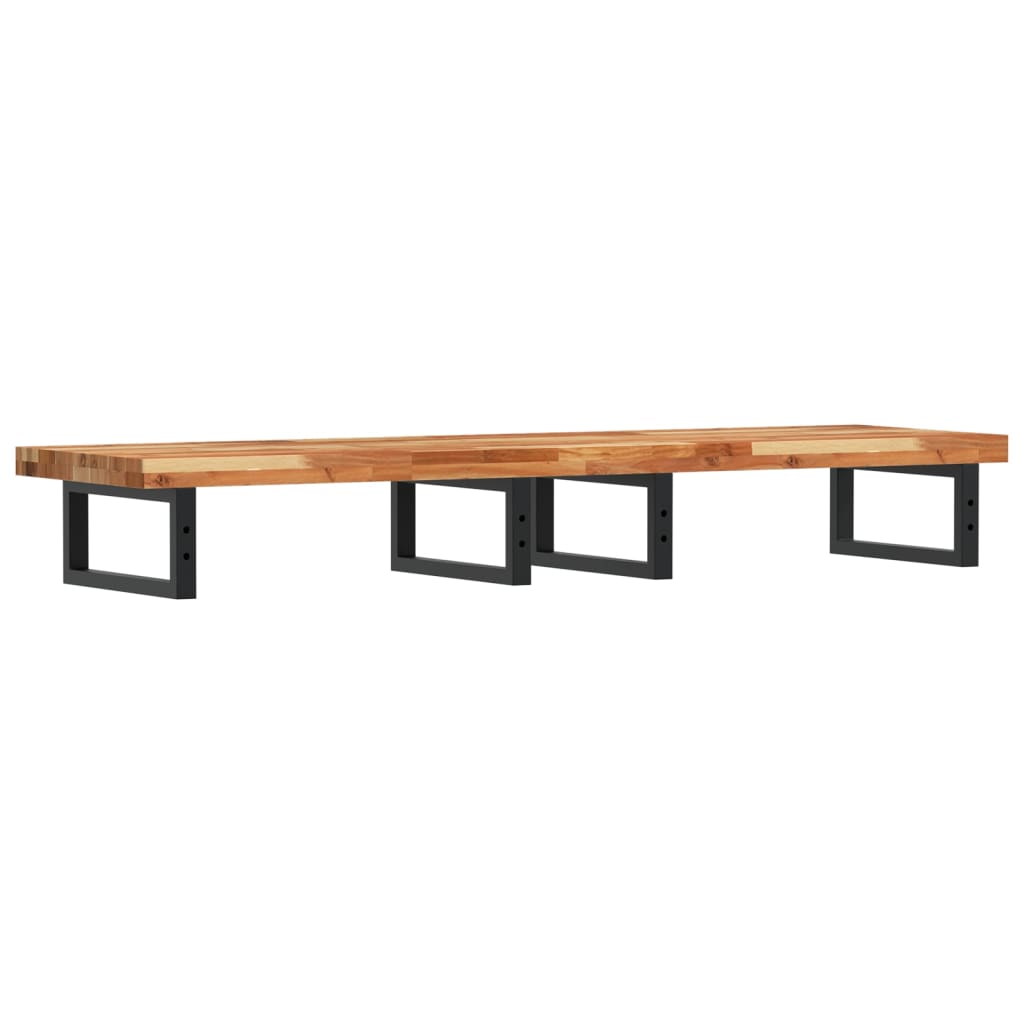 Zidna polica za umivaonik od čelika i masivnog bagremovog drva Smeđa 160 x 40 x 4 cm