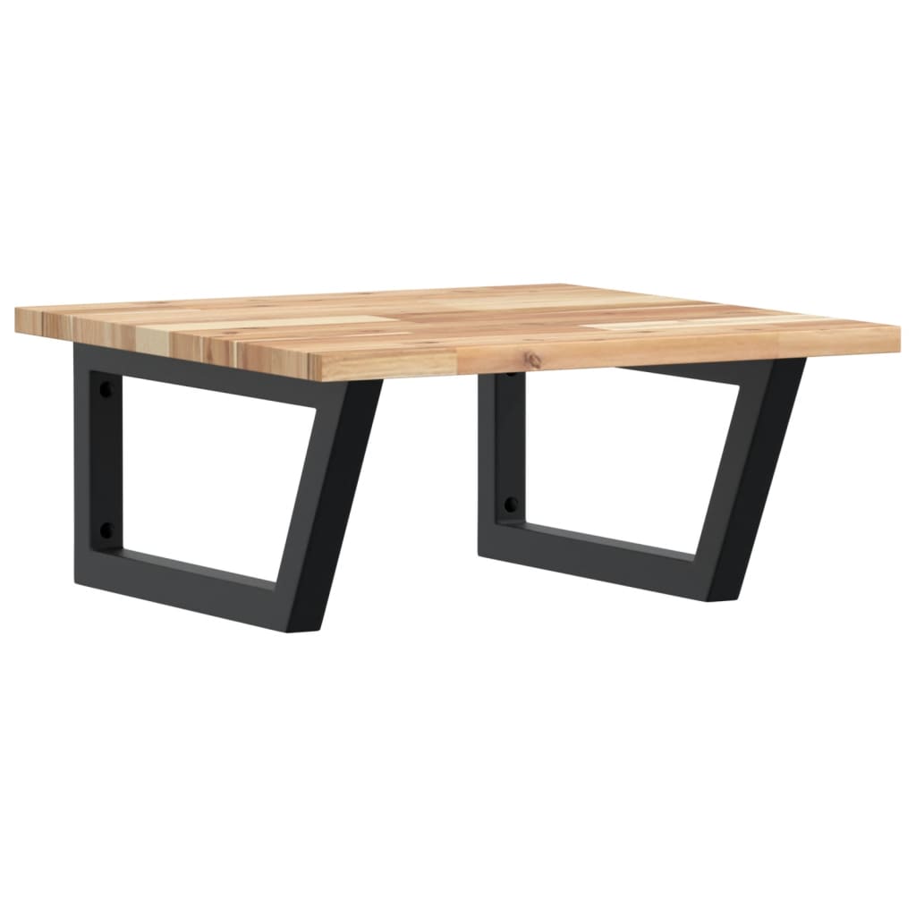 Zidna polica za umivaonik od čelika i masivnog bagremovog drva Smeđa 50 x 50 x 2 cm