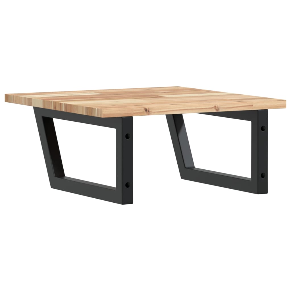 Zidna polica za umivaonik od čelika i masivnog bagremovog drva Smeđa 50 x 50 x 2 cm