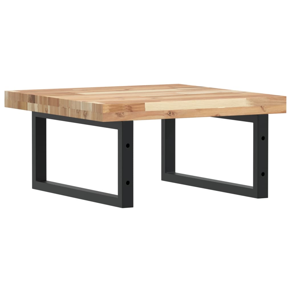 Zidna polica za umivaonik od čelika i masivnog bagremovog drva Smeđa 50 x 50 x 4 cm