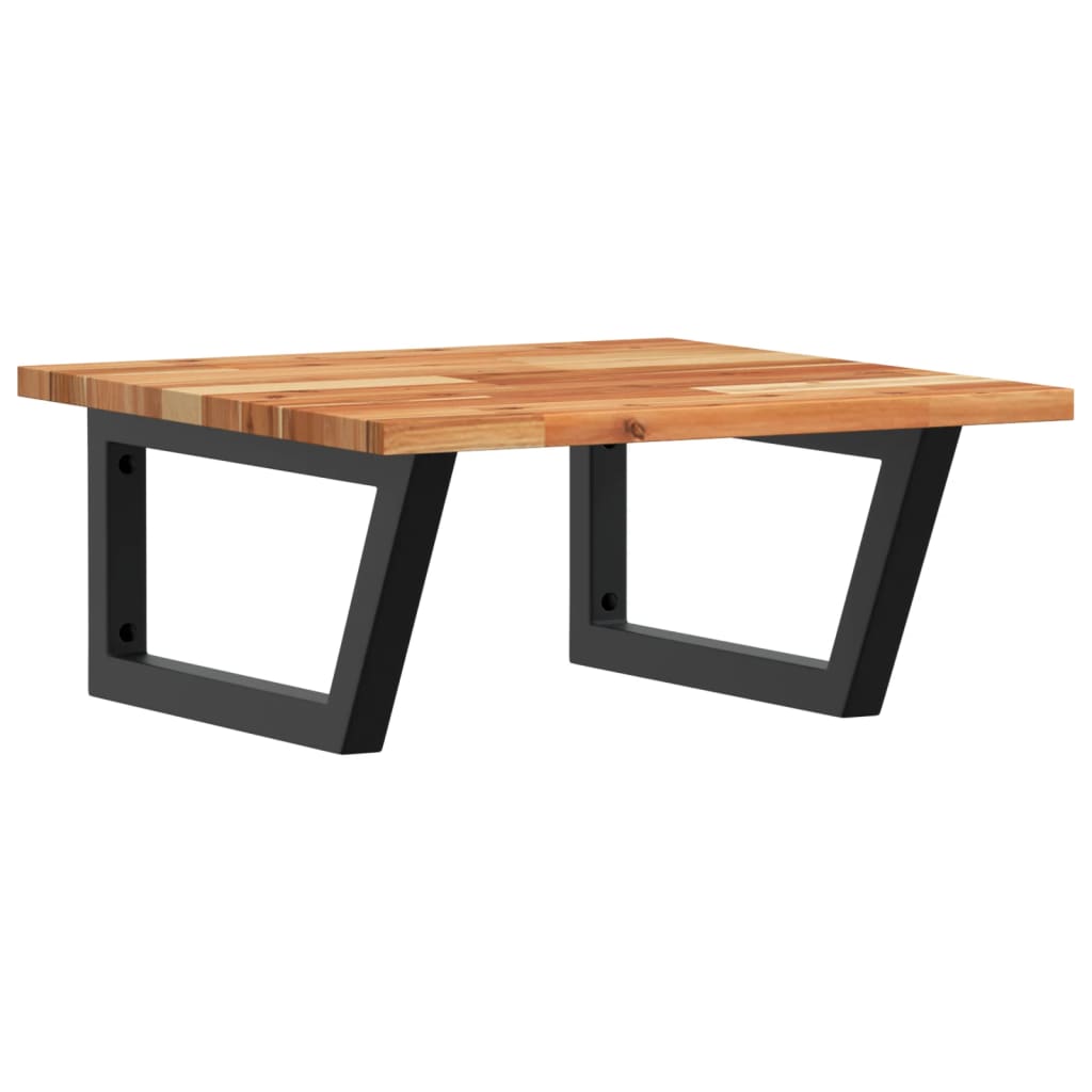 Zidna polica za umivaonik od čelika i masivnog bagremovog drva Smeđa 50 x 50 x 2 cm