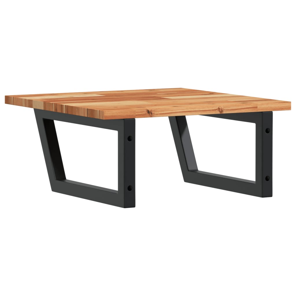 Zidna polica za umivaonik od čelika i masivnog bagremovog drva Smeđa 50 x 50 x 2 cm
