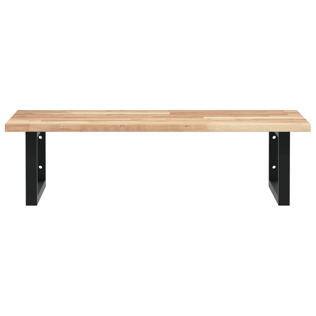 Zidna polica za umivaonik od čelika i masivnog bagremovog drva Smeđa 60 x 50 x 2 cm