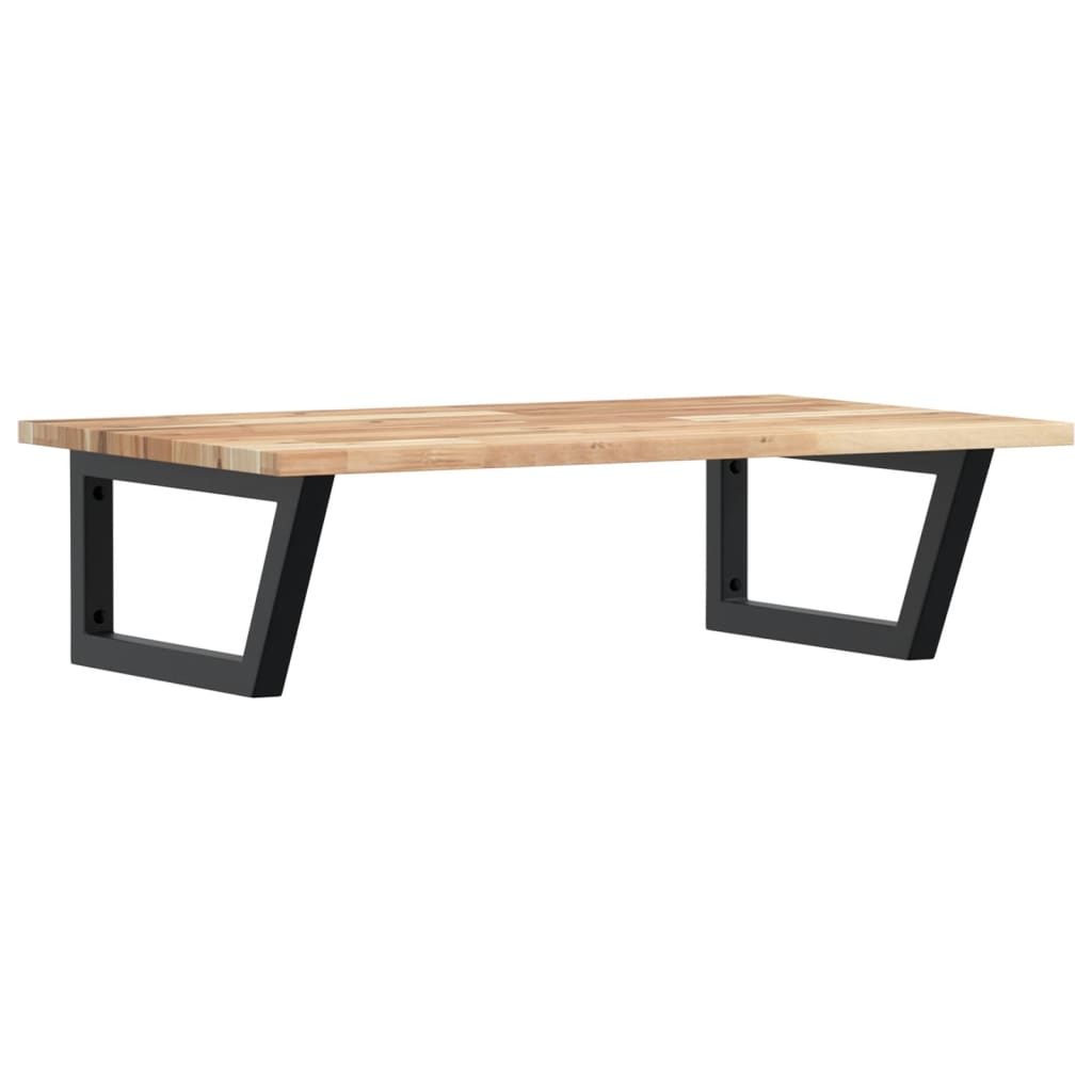 Zidna polica za umivaonik od čelika i masivnog bagremovog drva Smeđa 80 x 50 x 2 cm