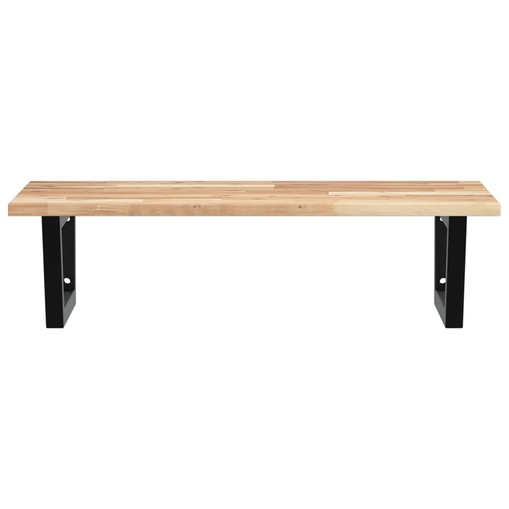 Zidna polica za umivaonik od čelika i masivnog bagremovog drva Smeđa 80 x 50 x 2 cm