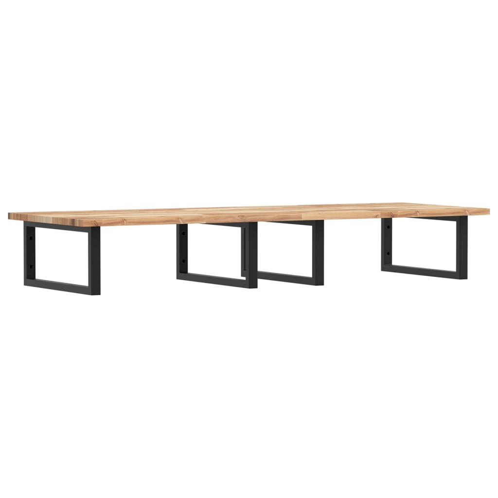 Zidna polica za umivaonik od čelika i masivnog bagremovog drva Smeđa 120 x 50 x 2 cm
