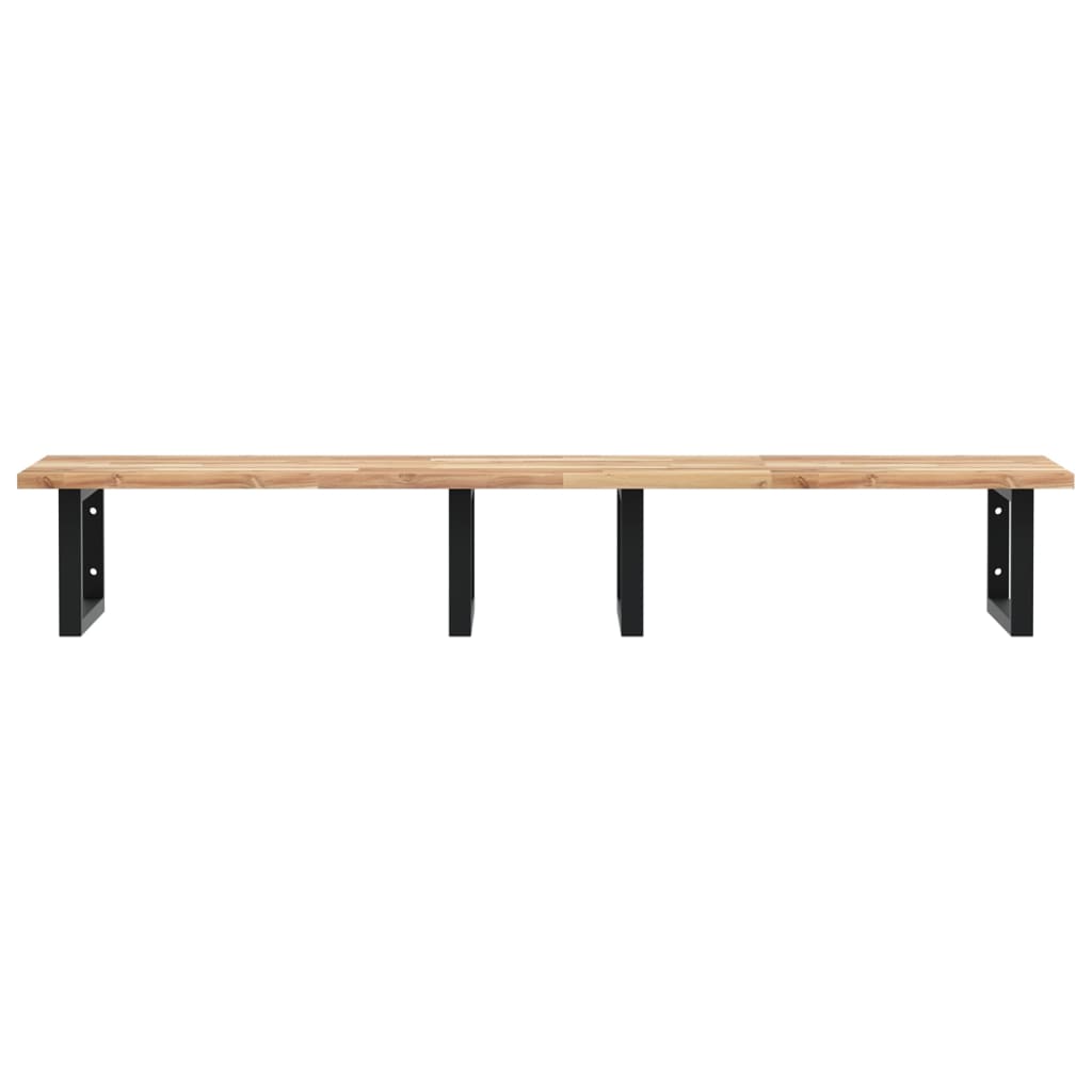 Zidna polica za umivaonik od čelika i masivnog bagremovog drva Smeđa 120 x 50 x 2 cm