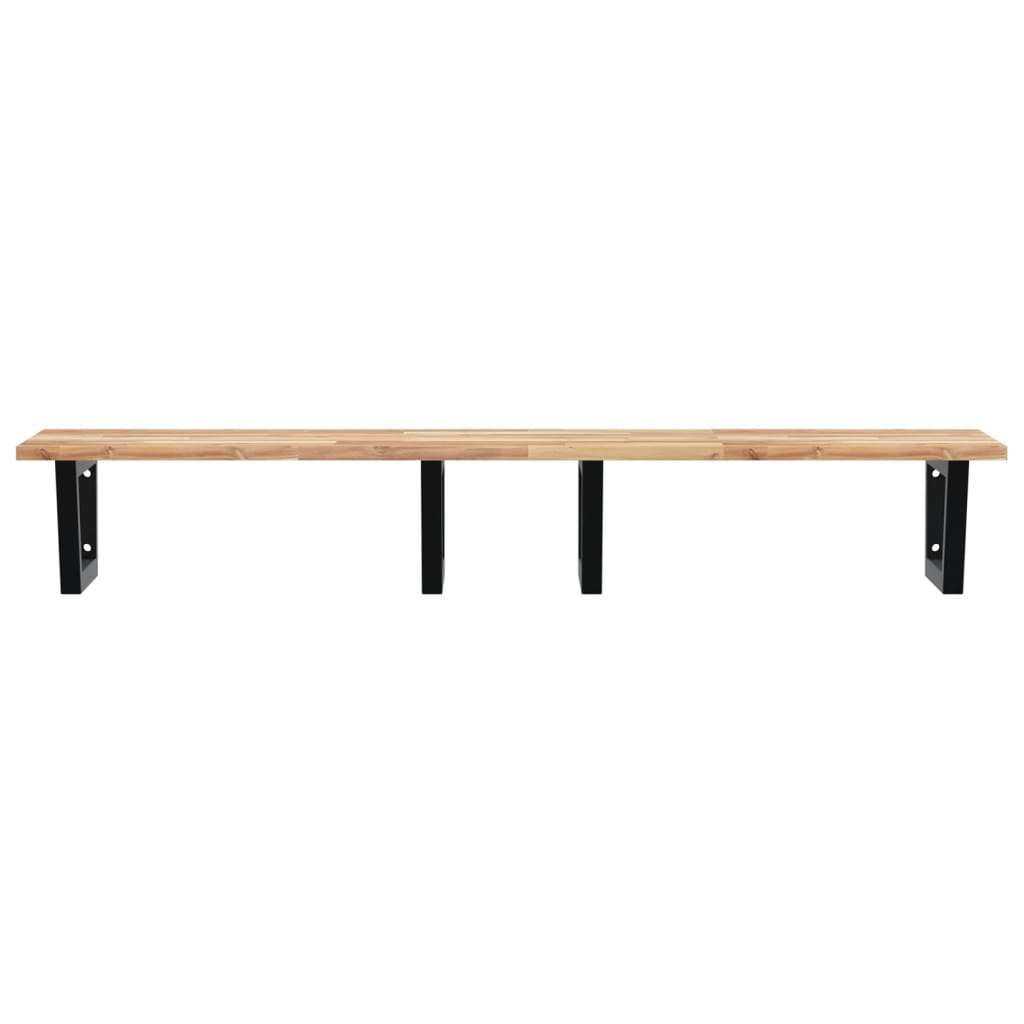 Zidna polica za umivaonik od čelika i masivnog bagremovog drva Smeđa 160 x 50 x 2 cm