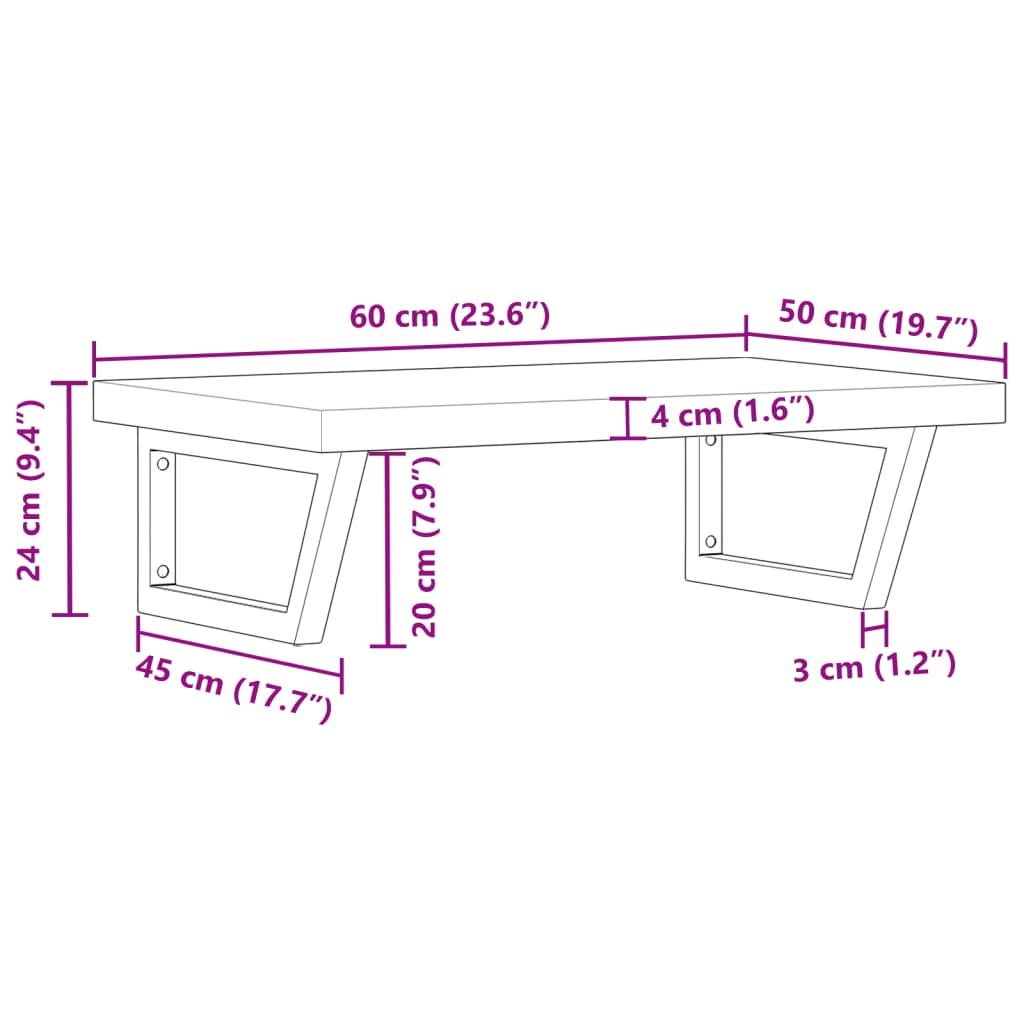 Zidna polica za umivaonik od čelika i masivnog bagremovog drva Smeđa 60 x 50 x 4 cm
