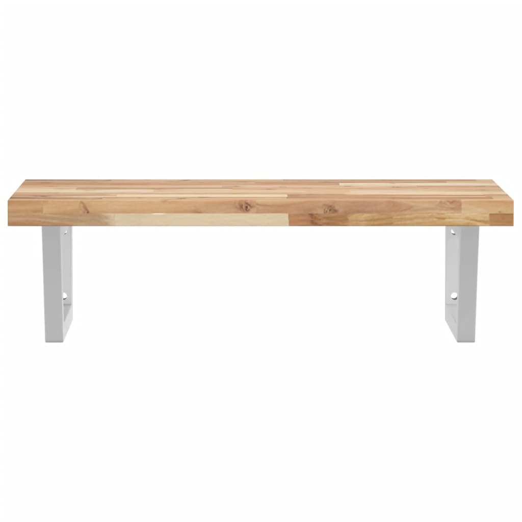 Zidna polica za umivaonik od čelika i masivnog bagremovog drva Smeđa 100 x 50 x 4 cm