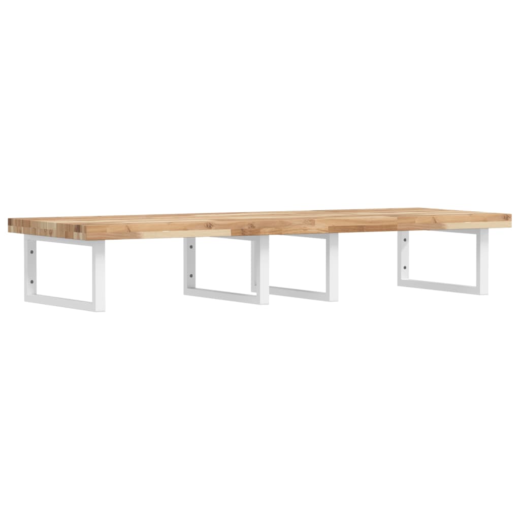 Zidna polica za umivaonik od čelika i masivnog bagremovog drva Smeđa 120 x 50 x 4 cm