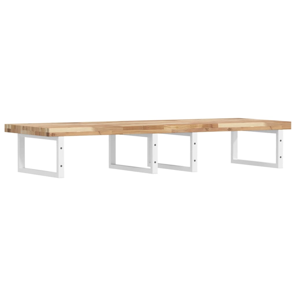 Zidna polica za umivaonik od čelika i masivnog bagremovog drva Smeđa 120 x 50 x 4 cm