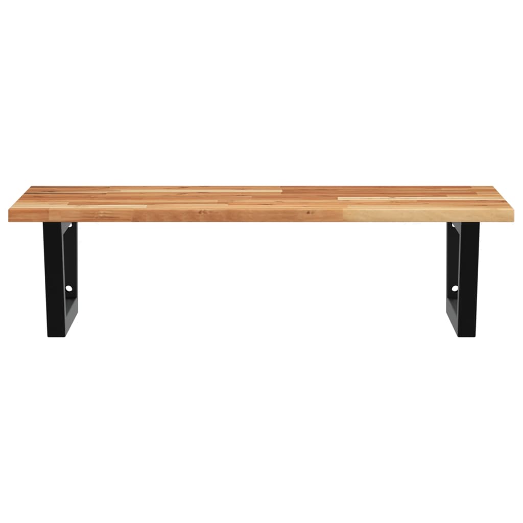 Zidna polica za umivaonik od čelika i masivnog bagremovog drva Smeđa 100 x 50 x 2 cm