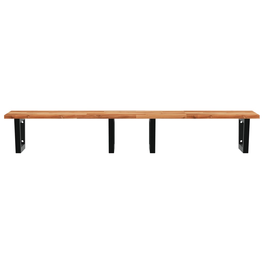 Zidna polica za umivaonik od čelika i masivnog bagremovog drva Smeđa 120 x 50 x 2 cm