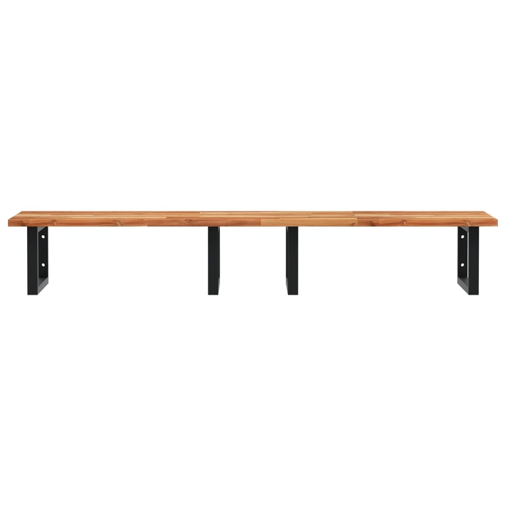 Zidna polica za umivaonik od čelika i masivnog bagremovog drva Smeđa 160 x 50 x 2 cm