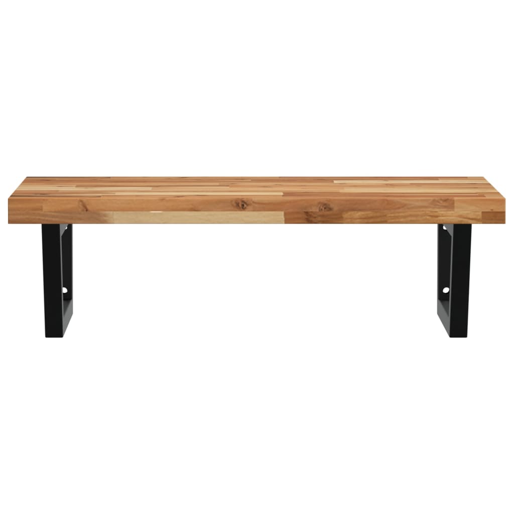 Zidna polica za umivaonik od čelika i masivnog bagremovog drva Smeđa 60 x 50 x 4 cm